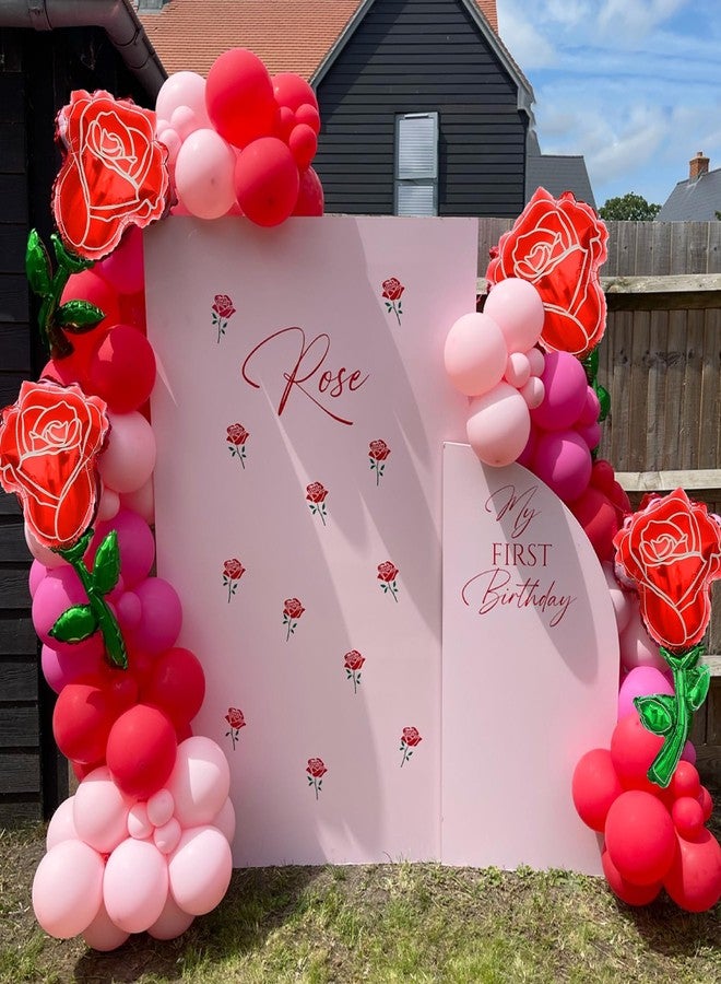 KHC-KHF Rose-balloons flower-balloon 6pcs 37in Giant Rose Foil Balloons Red Flower Balloon Valentines Day Balloon for Birthday Wedding Valentines Day Flower Theme Party Decoration - Image 4